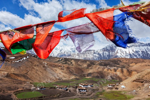 Preview: Buddhist flags in sky