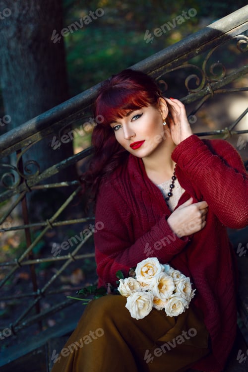 Preview: Girl sitting on old house stairs
