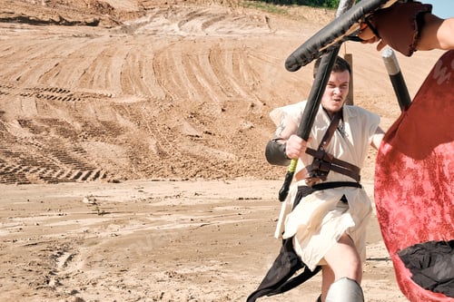 Preview: A Concept Photo Of A Roman Battle Of Two Warriors Of The Colosseum In Action With Aggressive
