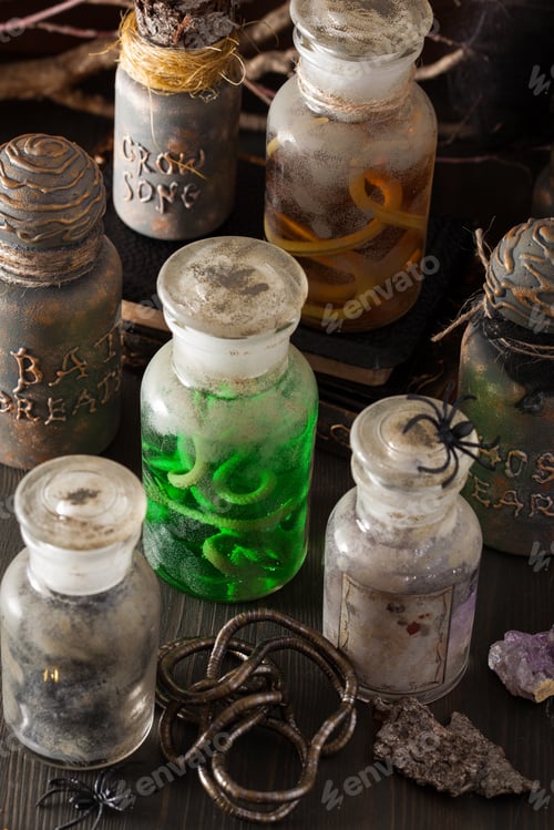 Preview: witch apothecary jars magic potions halloween decoration