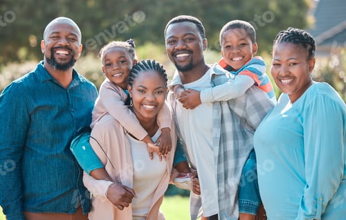 Preview: Happy Family Posing Together Outdoors in Suburban Setting