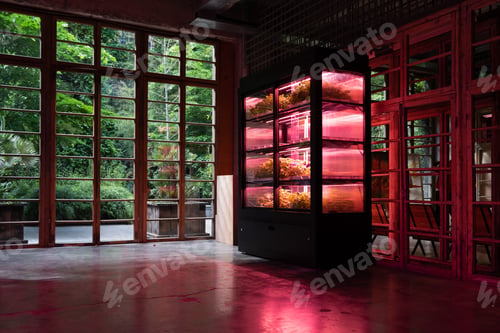 Preview: Vegetable green salad growing in hydroponic system. Plant cultivated in hydroponic system.