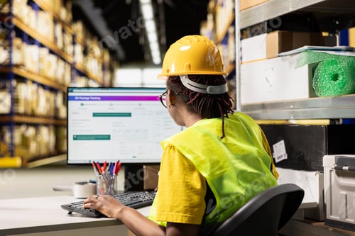 Preview: African american employee monitoring shipment status records