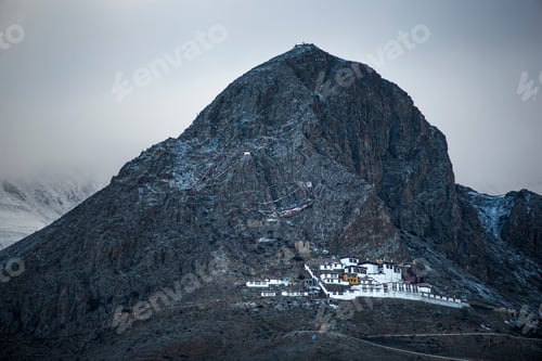 Preview: Picturesque landscape featuring the Lama Temples on the mountain of Shannan City, Tibet, China