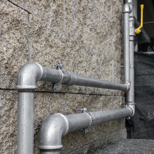 Preview: Pipes of a external heating system for distribution domestic gas