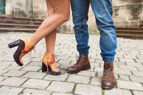 Preview: young couple in love traveling, vintage style, europe vacation