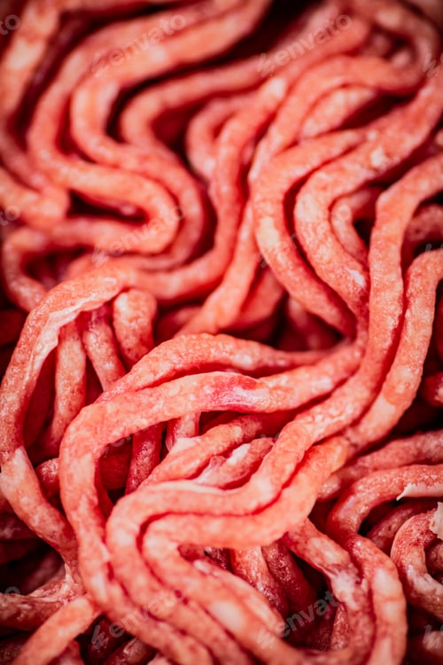 Preview: Raw minced fresh meat. Macro background.