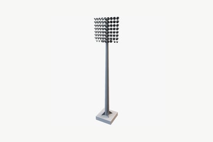Metal pole with grid-patterned spherical top