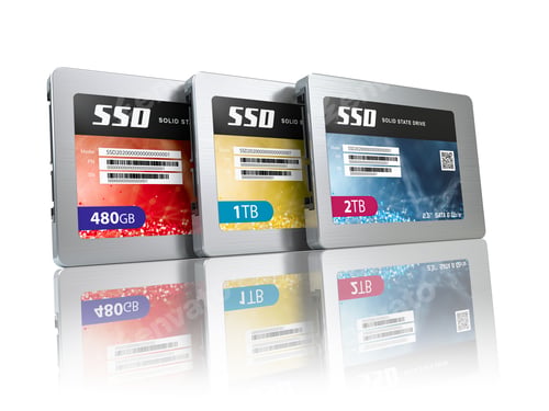 Preview: SSD state solid drives disks isolated on white background.