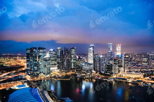 Preview: Skyline, at night, Singapore