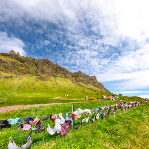 Preview: Impressive view of Bra fence on the main road near Skogafoss in Iceland.