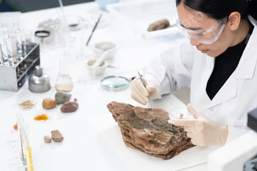 Preview: Geology science laboratory research sample test analysis of nature dirtied ground environment
