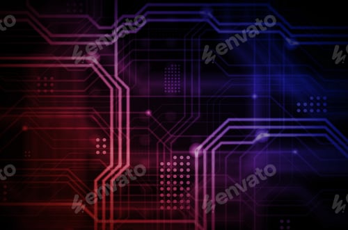 Preview: An abstract technological background consisting of a multitude of luminous guiding lines and dots