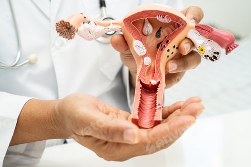 Preview: Uterus, doctor with anatomy model for study diagnosis and treatment in hospital.