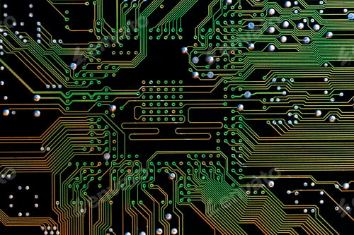 Preview: Background with a printed circuit board. The concept of modern technologies.