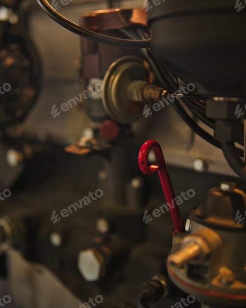 Preview: Closeup shot of some details of machinery in a repair shop