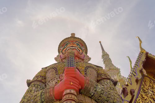 Preview: Golden pagoda at Temple of the Emerald Buddha in Bangkok, Thailand. Wat Phra Kaew and Grand palace