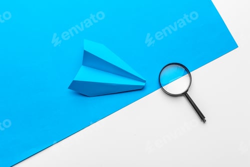 Preview: Business leadership ,financial concept. Blue paper plane