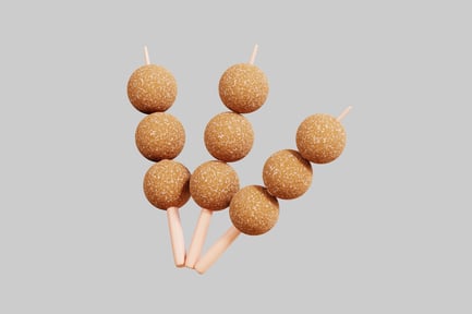 Visualização: Conjunto de seis esferas salpicadas em palitos