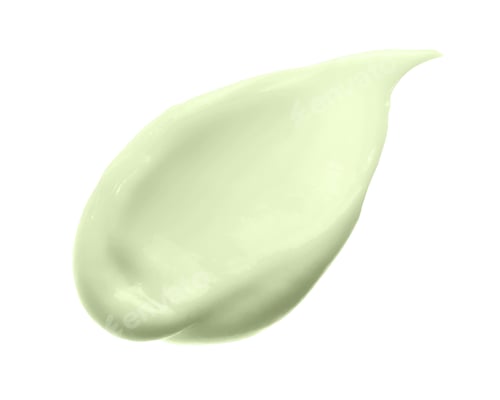 Preview: Green cosmetic cream swipe isolated on white. Facial hand cream swatch with collagen. Mint skincare