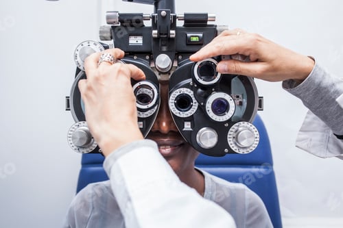 Preview: Black woman in optometry cabinet