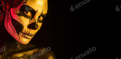 Preview: Pretty girl with skeleton makeup