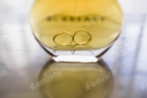 Preview: Wedding rings isolated and with space for text.