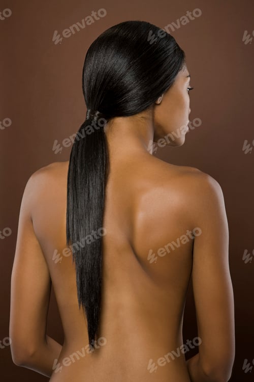 Preview: Back View of Woman With Long Black Hair