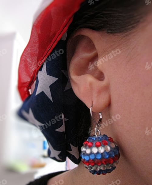 Preview: Patriotic Style: Earrings and Headscarf with Stars