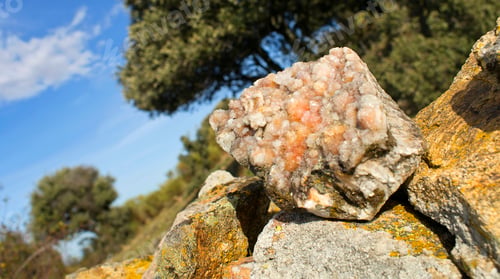 Preview: Druze of Milky Quartz Crystals, Sierra de Guadarrama National Park, Spain