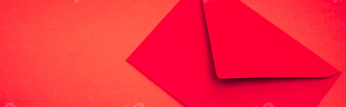 Preview: top view of envelope on red background, banner