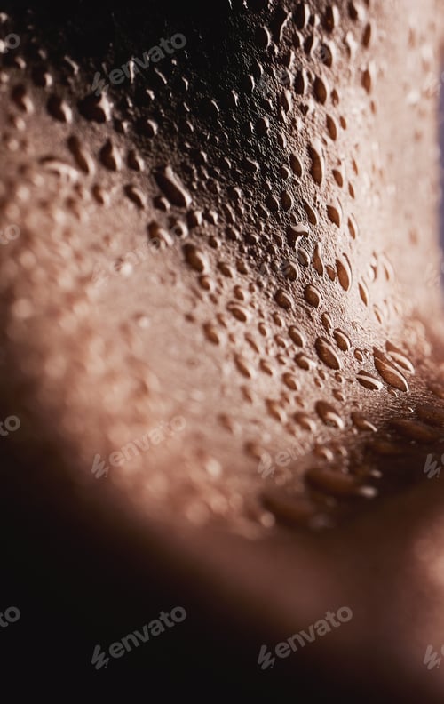 Preview: Skin, water drops and closeup of a person for dermatology, skincare and hygiene. Zoom on aesthetic
