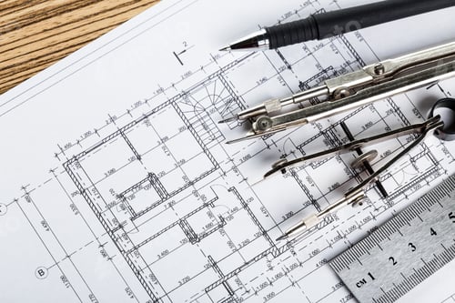 Preview: Architect worplace top view.