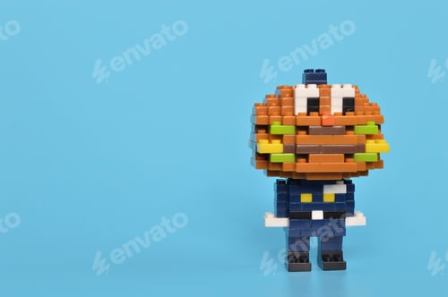 Preview: Lego minifigure isolated on a blue background