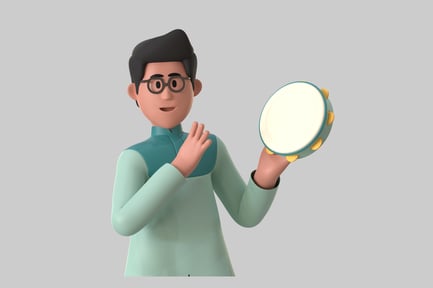 Preview: Cartoon Man with Tambourine