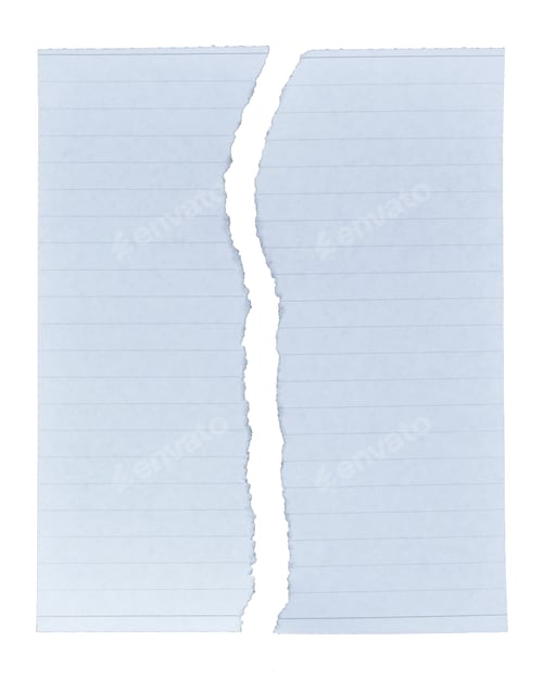 Preview: White ripped paper torn edges strips isolated on white background