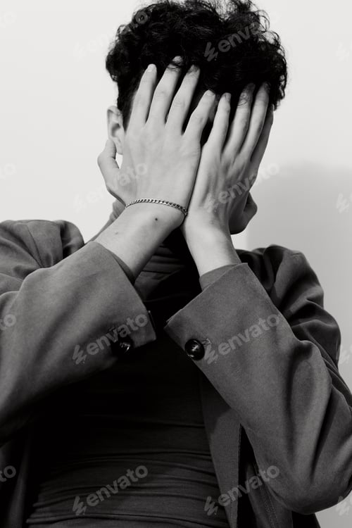 Preview: Man studio background suit style shirt vogue pose handsome fashion and black clothing white trendy