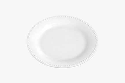 Preview: Elegant White Dinner Plate with Beaded Rim