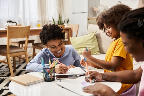 Preview: Joyful bonding moments of an lgbt family creating art together with their daughter at home