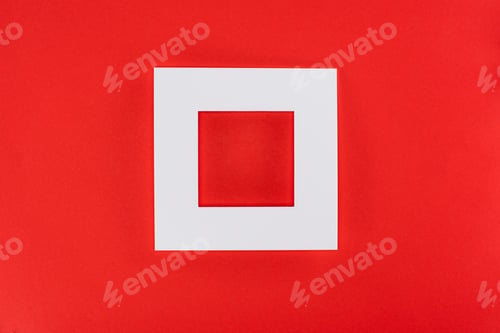 Preview: white frame isolated on red with copy space
