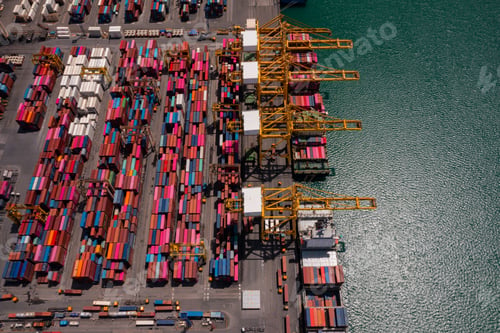 Preview: Aerial View of Cargo Ship at Dock