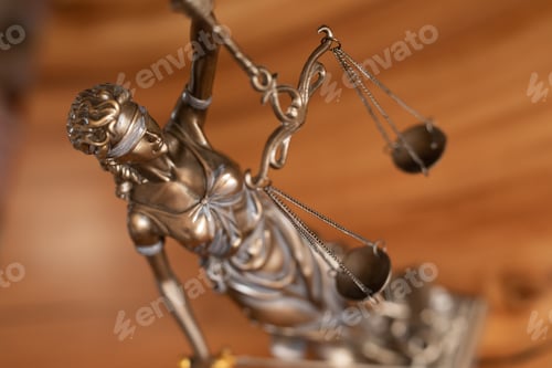 Preview: Selective focus shot of a statue of justice holding scales