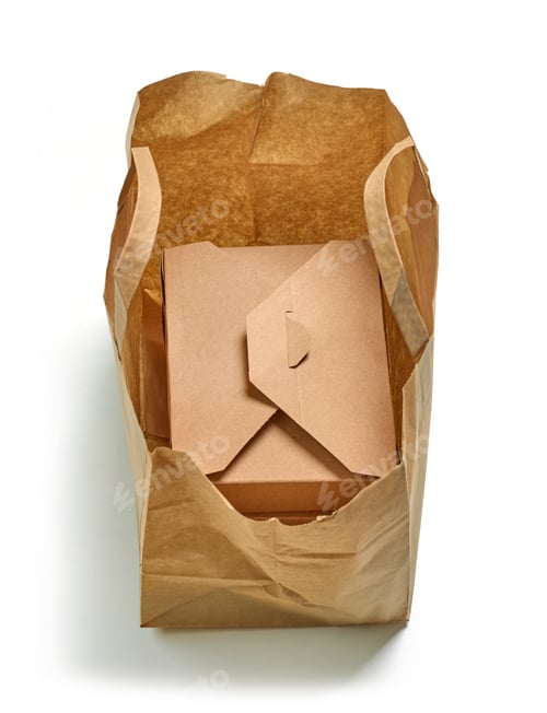 Preview: cardboard box in paper bag
