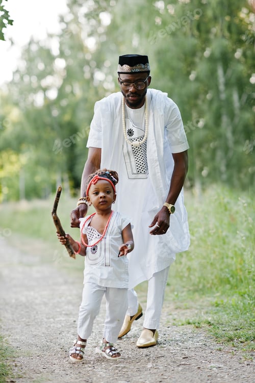Preview: Black african father and daughter having fun