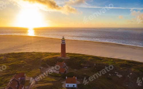 Preview: exel lighthouse during sunset Netherlands Dutch Island Texel