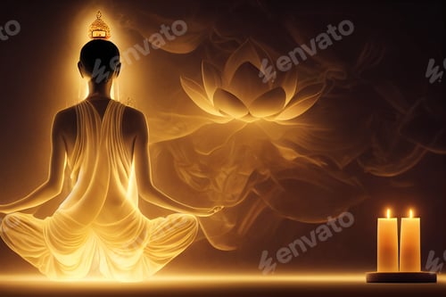 Preview: beautiful goddess meditating chakra symbols spirituality