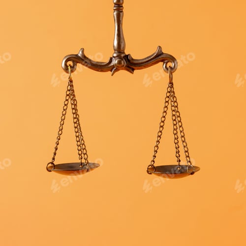 Preview: Pendulum scales over an orange background with copyspace