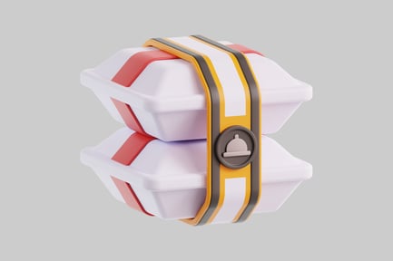 Preview: Stacked food takeout boxes