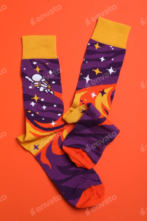 Preview: Casual clothes and wearing concept - socks, clothes for foot