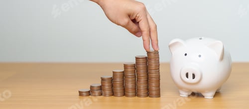 Preview: Saving Money Concept with Piggy Bank and Coins